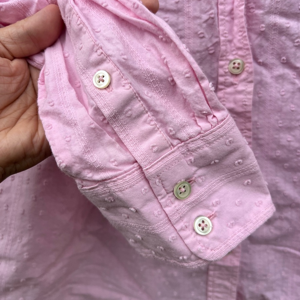 Talbots Pink Button Down Shirt Textures Swiss Dot… - image 4